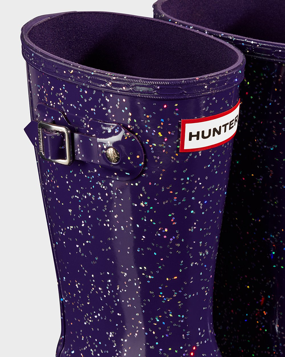 Bottes de Pluie Hunter Original Grands Giant Glitter Enfant Bleu Violette WLXBJQE-37